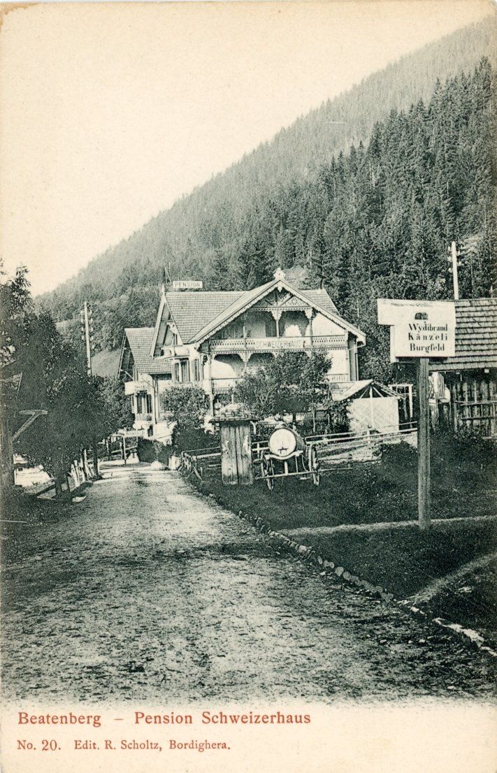 Cartoline postali: Beatenberg  BE  -   Pension SCHWEIZERHAUS    ca. 1 9 0 0 – Usato da Brig venduto da Valcards54