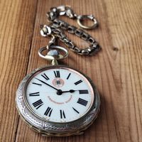 grosse Systeme Roskopf Taschenuhr 67 mm läuft inkl. Uhrenket