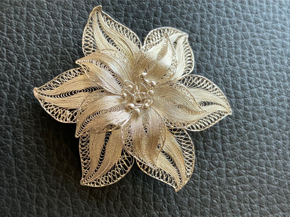 Broche en argent antique 835 bijoux en filigrane d'argent bijoux de Frise orientale décoration de fleurs rocailles - Canada