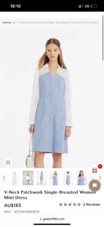 Goelia classic tweed dress in blue