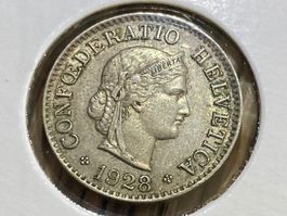 Schweiz 5 Rappen 1928 B in Münzrähmchen vzgl - unz