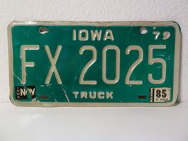 US Nummernschild Autonummer License Plate IOWA FX 2025 TRUCK