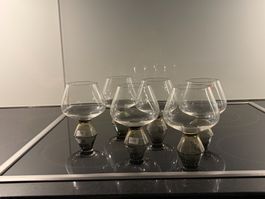 6 Cognac-Schwenker Glas braun/farblos Rosenthal 60er Jahre