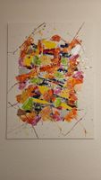 Toile cubisme abstrait moderne aux couleurs vives, unique!