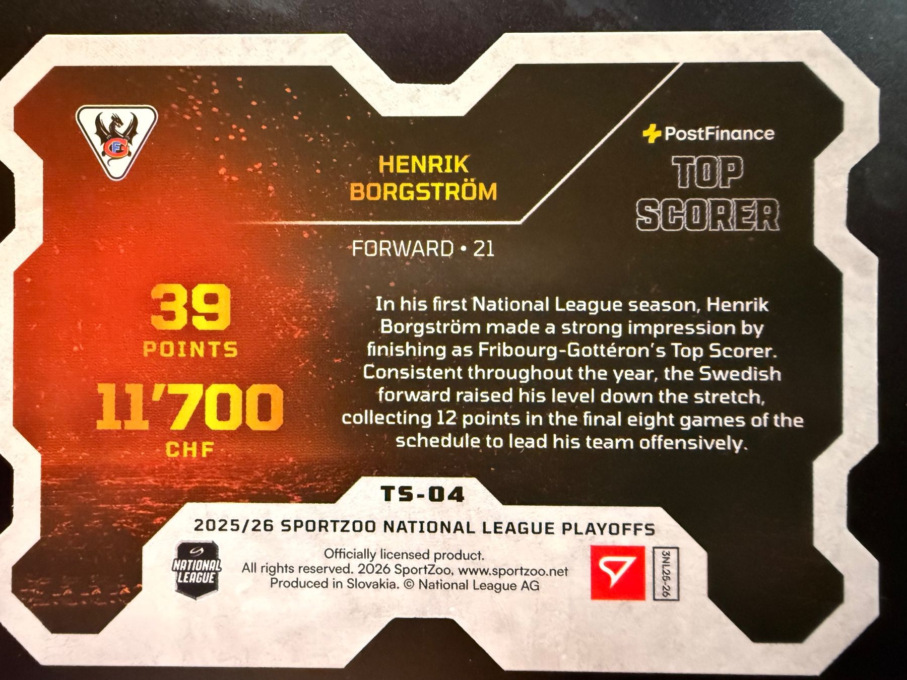 Sportzoo Sammelbilder & Trading cards: Henrik Borgström - Gotteron - Top Scorer - TS-04 – Neu (gemäss Beschreibung) aus Cheyres von KeK04 1