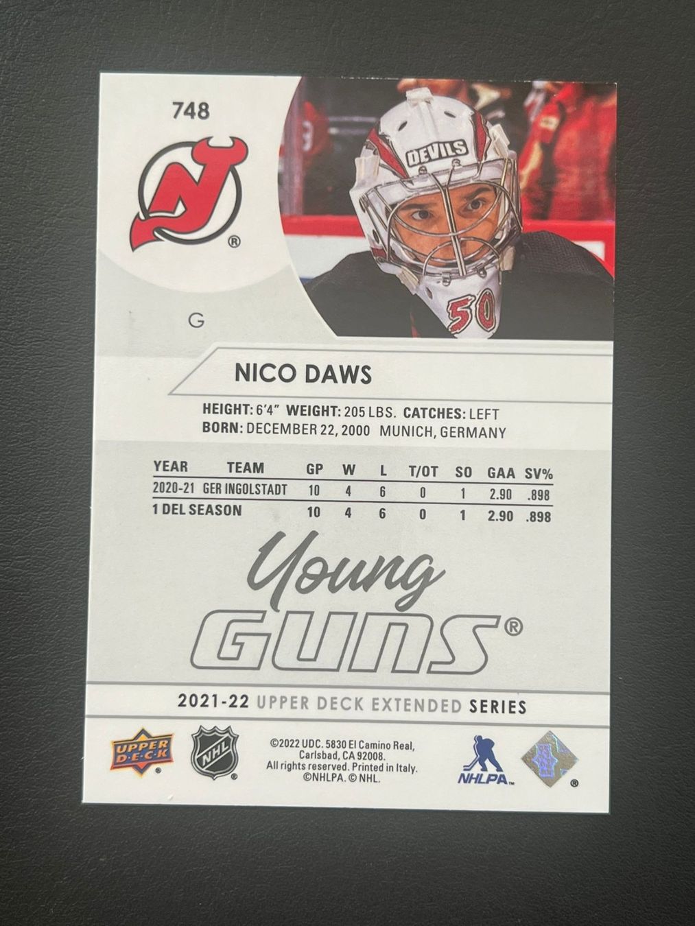 NHL Carte collezionabili: Nico Daws 2021 Young Guns New Jersey Devils – Nuovo (secondo la descrizione) da Möhlin venduto da SwissHockeyCards 1