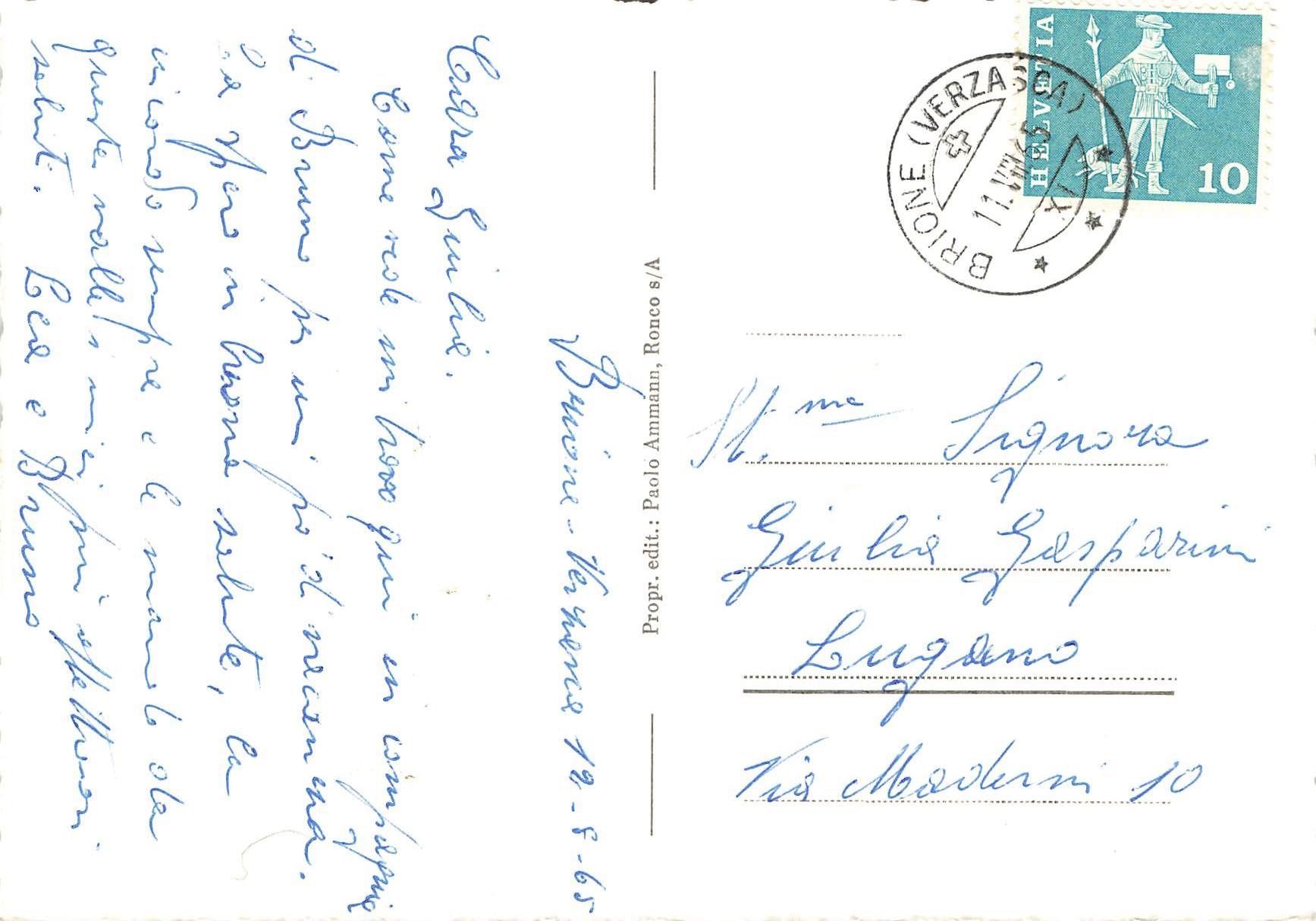 Cartoline postali: Brione valle verzasca G – Usato da Biasca venduto da Blenio71 1