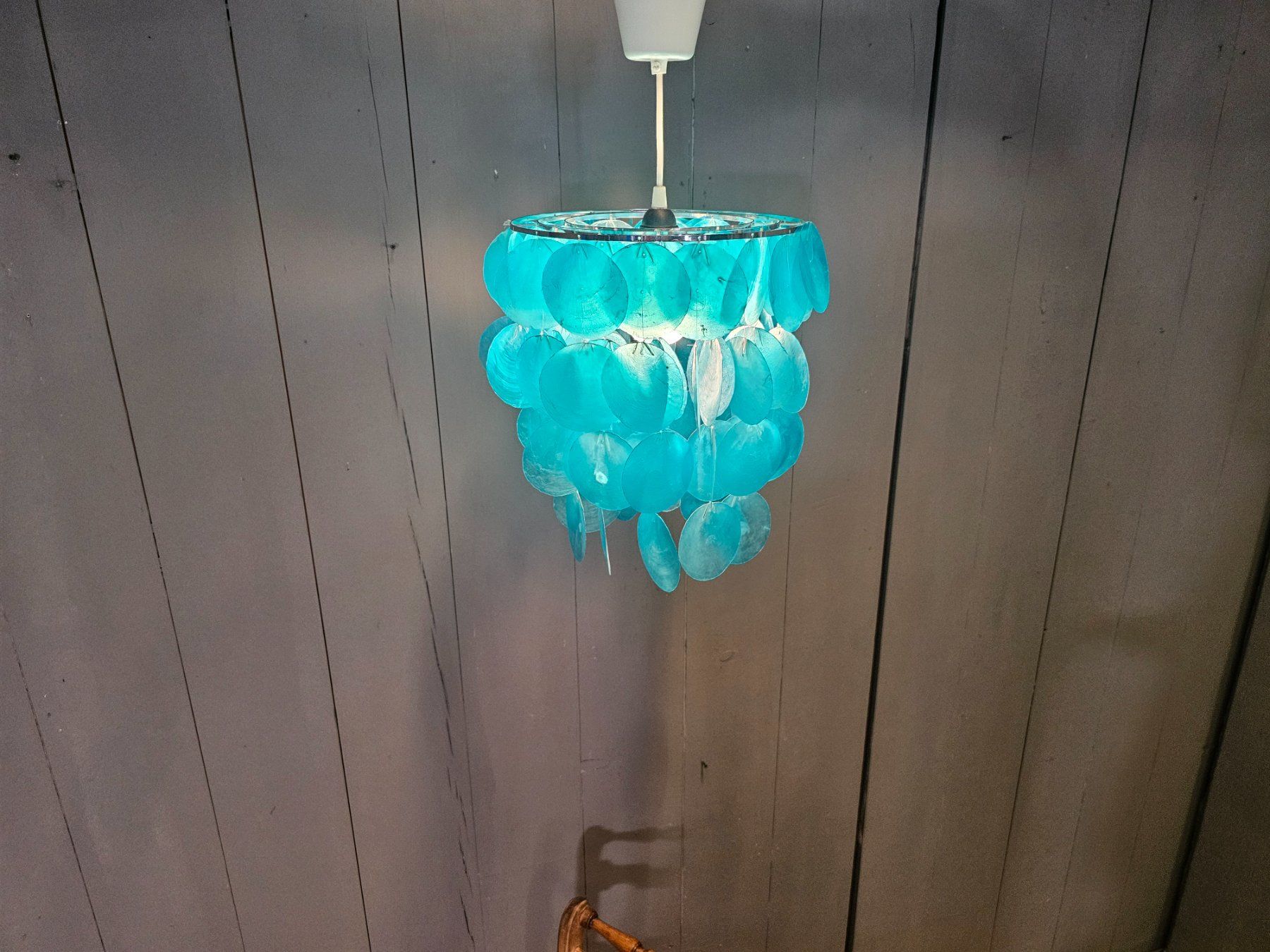 Lustres & lampes de plafonds: Perlmutt - Shell Hängelampe Hängeleuchte Pendelleuchte blau – D'occasion à Nottwil par Wondewa-Shop 3