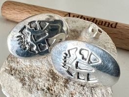 925 Silber Ohrstecker modern grafisches Design handgefertigt