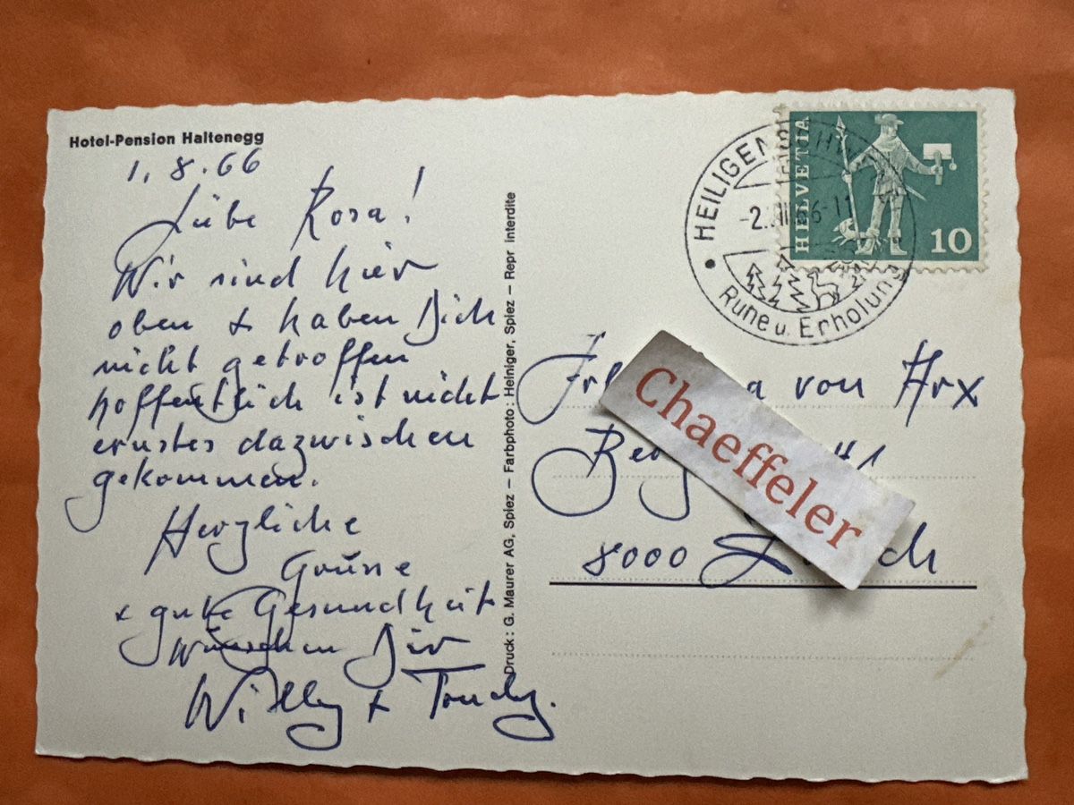 Cartoline postali: 1966 Hotel – Pension Haltenegg – Usato da Zürich venduto da Chaeffeler 1