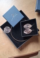 Parure collier et boucles d'oreilles doré rose neuf 