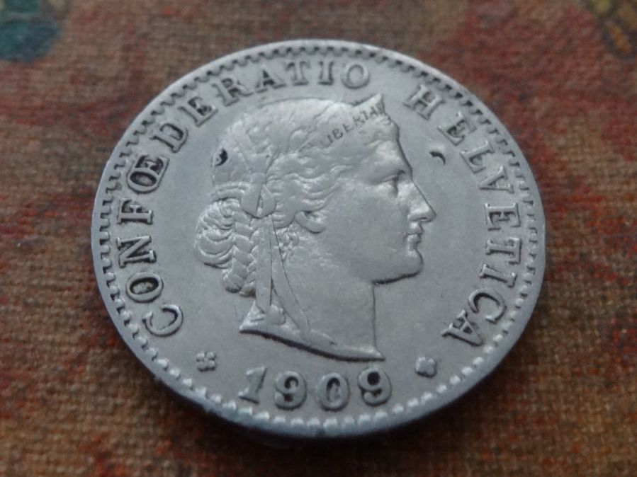 Tutti le monete: 20 Rp. 1909  (D) – Usato da Romanel-sur-Lausanne venduto da Swift13