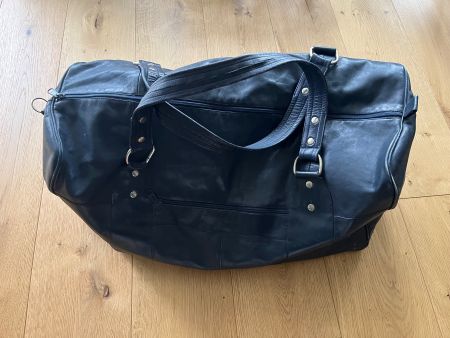Vintage Leder-Duffelbag in Dunkelblau / Navy mit Henkel