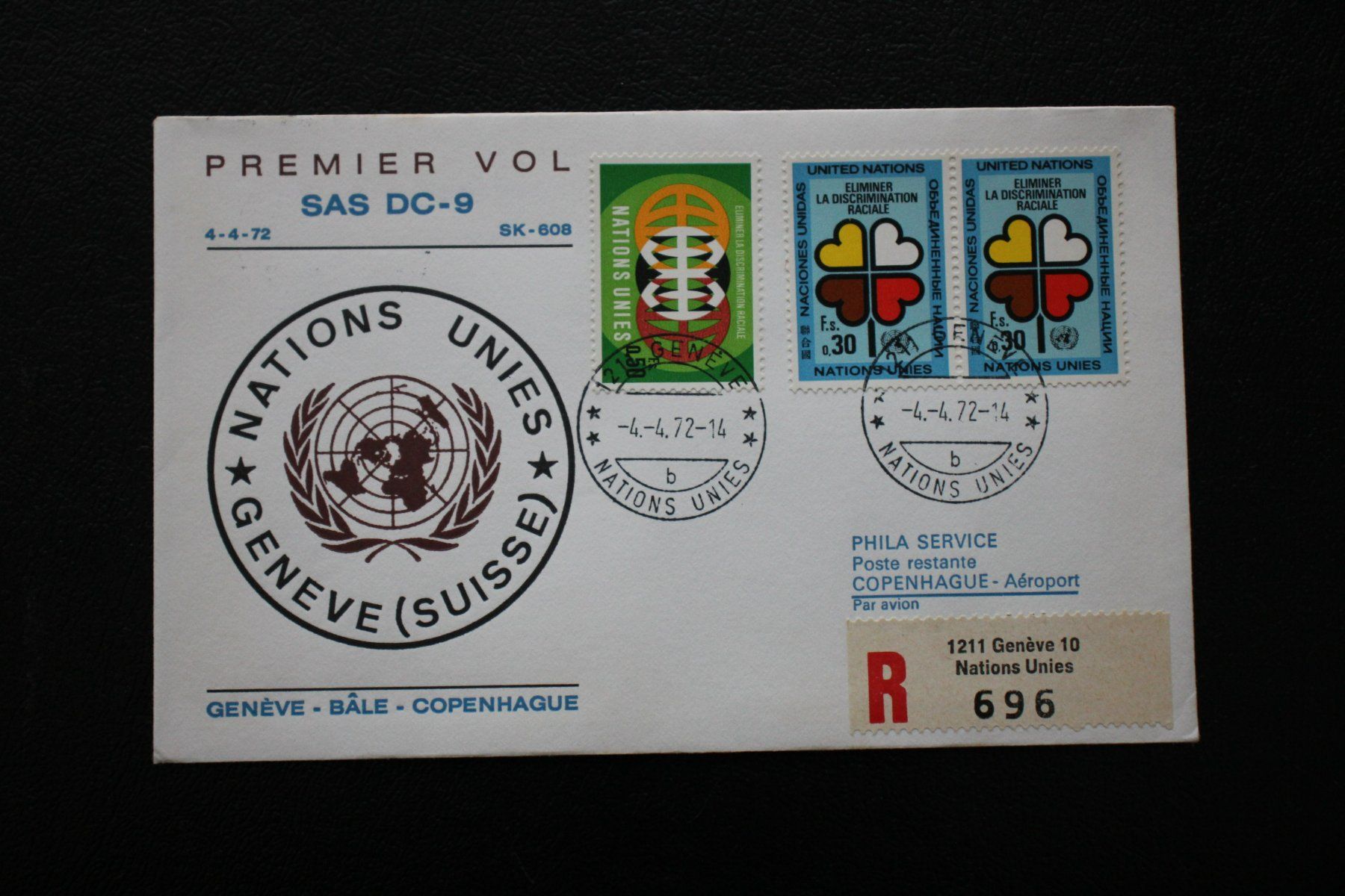 Tous les timbres: SAS Erstflug mit DC-9 GENÈVE - BÂLE - COPENHAGUE – D'occasion à Wiedlisbach par han_n6ff