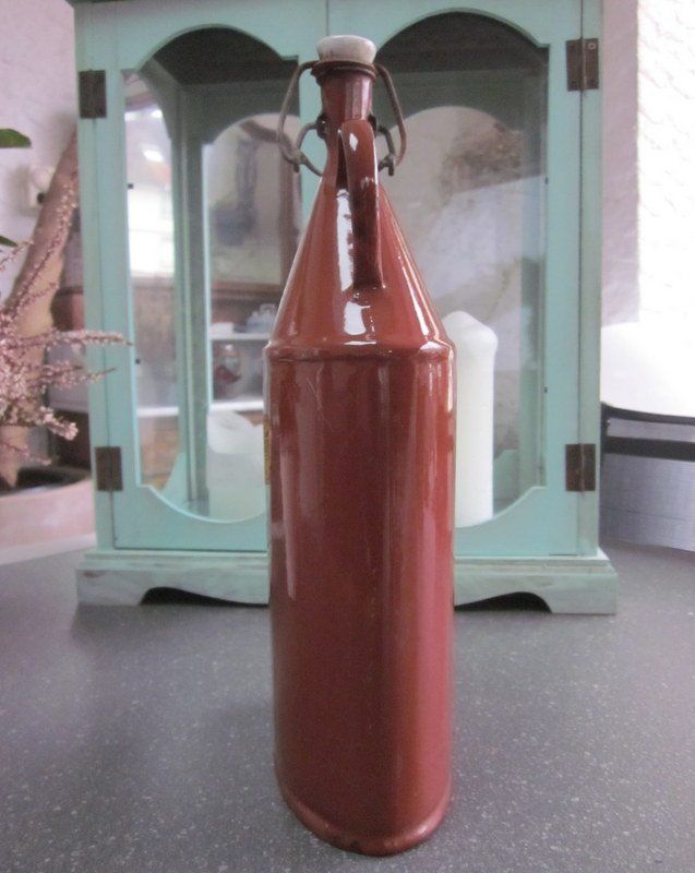 Bicchieri, Caraffe & Bottiglie: Alte Email-Flasche 2 Liter, braun, Schwerter Emaille – Usato da Bischofszell venduto da raika 3