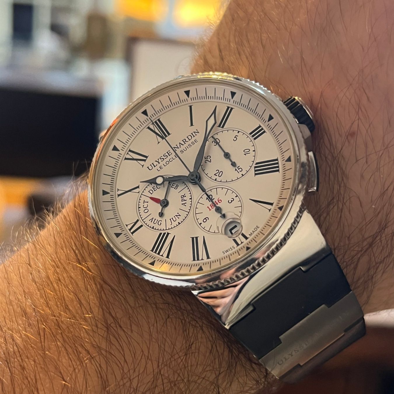 Ulysse Nardin Orologi: Ulysse Nardin Marine Chronograph Full Set 1533-150 – Usato da Carouge GE venduto da Watchaser 3