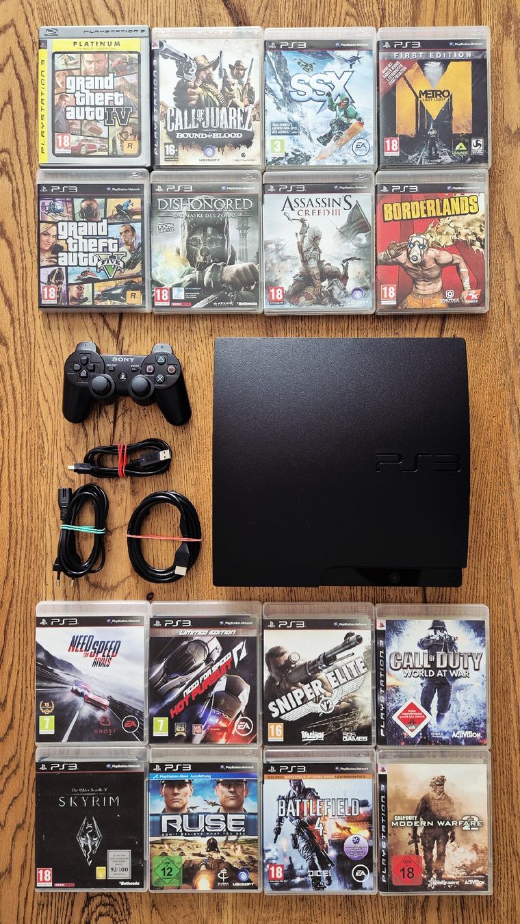 Sony Konsolen: PS3 Slim + 16 Spiele + Original Controller – Gebraucht aus Au SG von KonsoleWerk