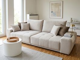 Gemütliches Big Sofa / Couch in Hellgrau/Beige – Sehr guter 