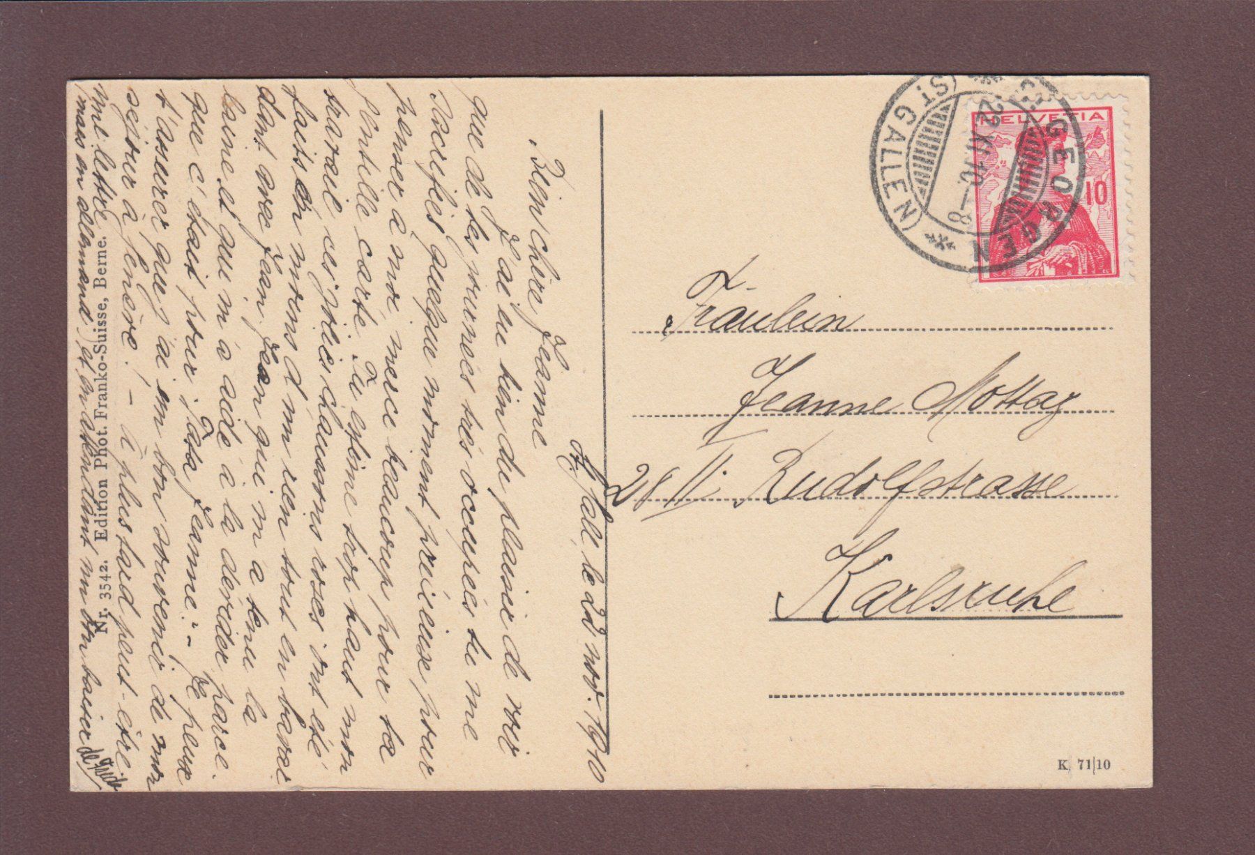 Cartoline postali: ST. GALLEN - Stiftskirche - 1910 – Usato da Pully venduto da nicecards 1