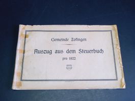 Auszug aus dem Steuerbuch 1922 Gemeinde Zofingen