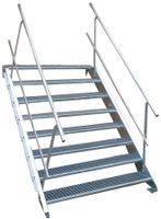 Stahltreppe 7 Stufen B150cm + Geländer
