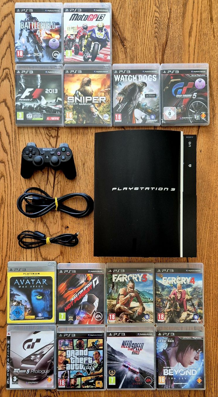 Sony Console: Sony PlayStation 3 + Original Controller + 14 Spiele – Usato da Au SG venduto da KonsoleWerk