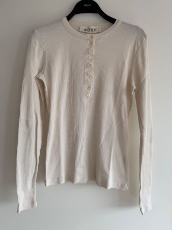 Original RÓHE Langarmshirt size IT42 Off-White 100% Baumwoll