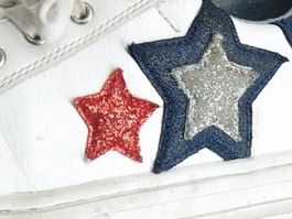 TOMMY HILFIGER SNEAKER ECHT LEDER 36 STERN GLITZER SCHUHE