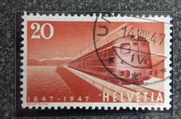 1947 Abart fehlender Leitungsmast  20Rp gestempelt