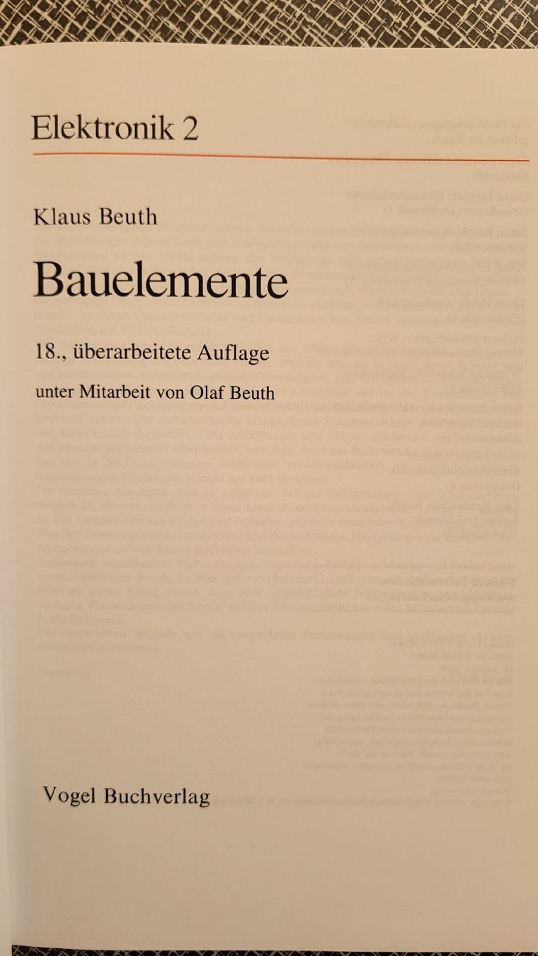 Livres: Fachbuch Bauelemente Elektronik 2 Klaus Beuth 18. Auflage – Neuf (Voir description) à Döttingen par Alis68 1