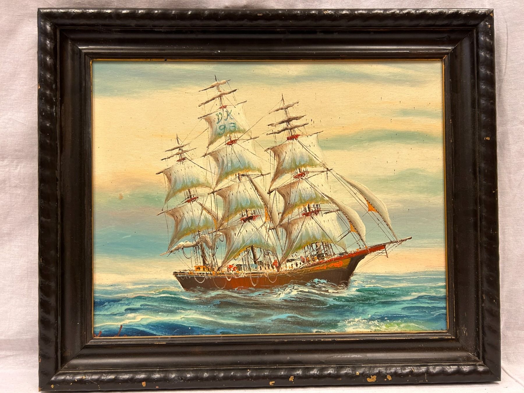 Dipinti: Ölbild, Segelschiff auf hoher See, ca. 1920. – Usato da Steinhausen venduto da Super05
