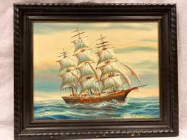 Ölbild, Segelschiff auf hoher See, ca. 1920.