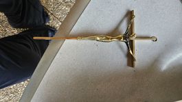 Jesuskreuz aus Messing Vintage