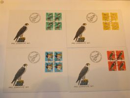 Pro Juventute FDC 1971 Nr. 236 - 239 Einheimische Vögel