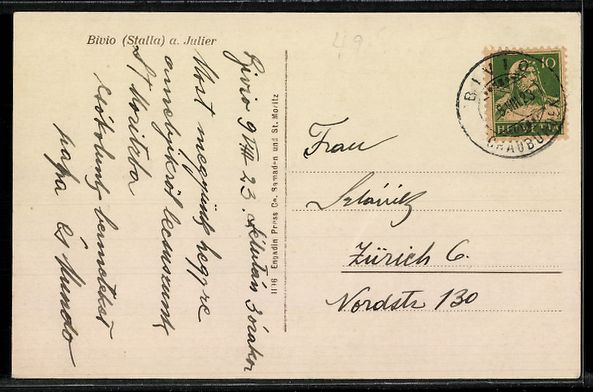 Cartoline postali: AK Bivio, Gesamtansicht mit Julier – Usato da Berlin venduto da bartko-reher 1