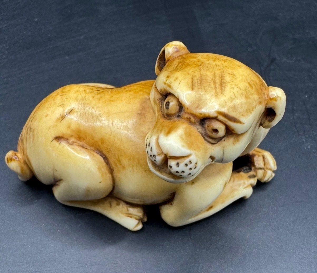 Figurines: 🐯 Netsuke ancien – Tigre couché – D'occasion à Fiez par Kirafinds 1