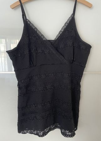 Trägershirt/ Top mit Spitze, schwarz von C&A, Grösse XL