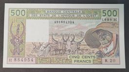 500 FRANCS / NIGER 1989 (BANKFRISCH)