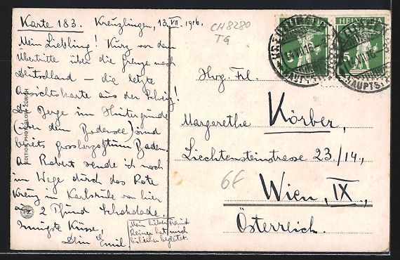 Cartoline postali: Kreuzlingen, Totalansicht mit Fernblick  – Usato da Berlin venduto da bartko-reher 1