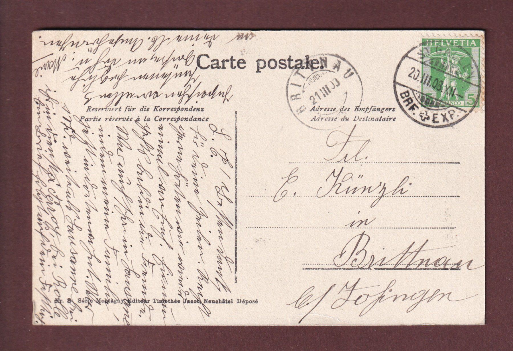 Cartoline postali: ST. GALLEN - 3 Bilder - 1908 – Usato da Pully venduto da nicecards 1