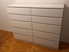 2x IKEA MALM Kommode (weiss, je 5 Schubladen)  teilzerlegt!