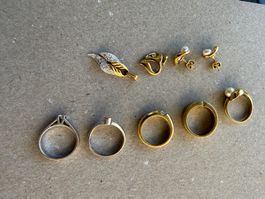 750 Weiss- Gelbgold 33 Gramm, 9 St Diamanten, Perlen, Brilli