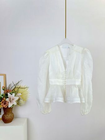 Zimmermann Dawning V-neck blouse in Ivory - Size 1