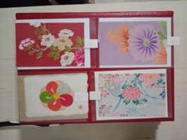 Kunstkarte 4 Stück CH Handarbeit Seide aus alten Kimono (RG)