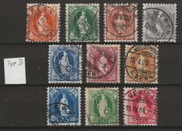 1894 : Stehende Helvetia Nr. 66D - 75D, KP 200.--