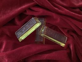3 Stück Deko Goldbarren, Glas,