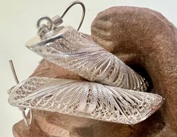 Art Déco Silber Ohrhänger 925 – 5.5cm filigrane Röhrenkunst