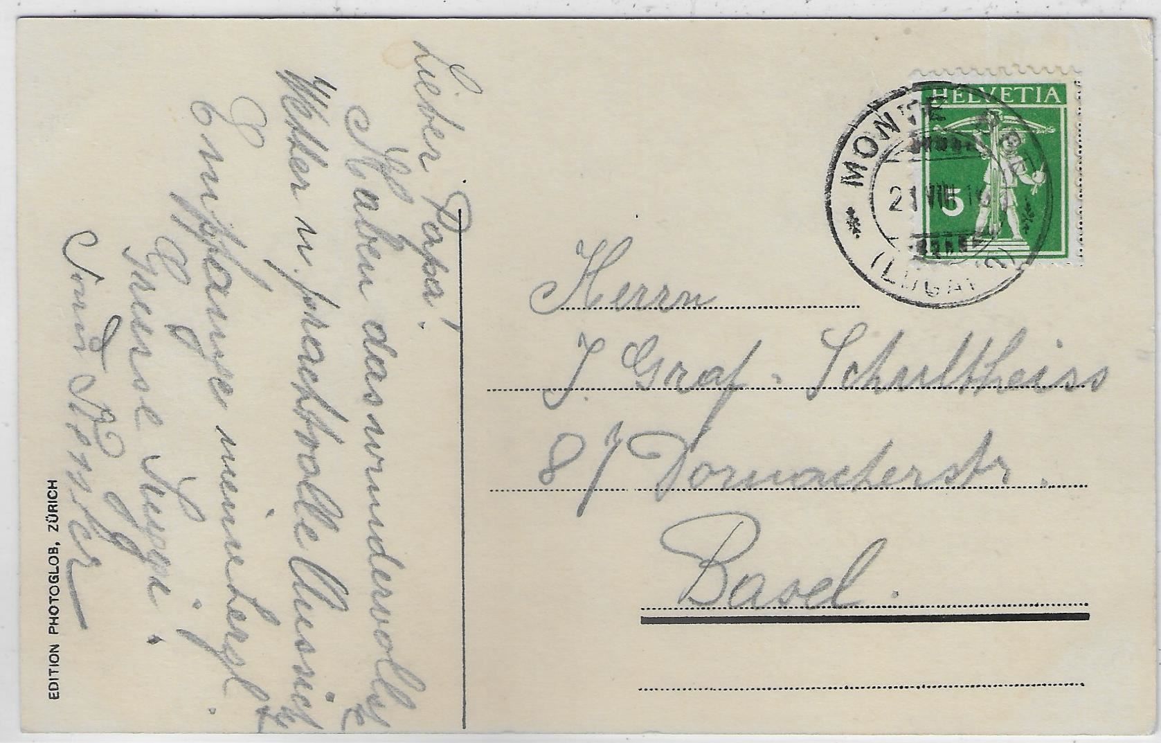 Cartoline postali: Monte Bre - Kulmhotel, Lugano, Monte – Usato da Ettingen venduto da Kartenplanet 1