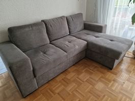 Ecksofa mit Bettfunktion und Stauraum dunkelgrau