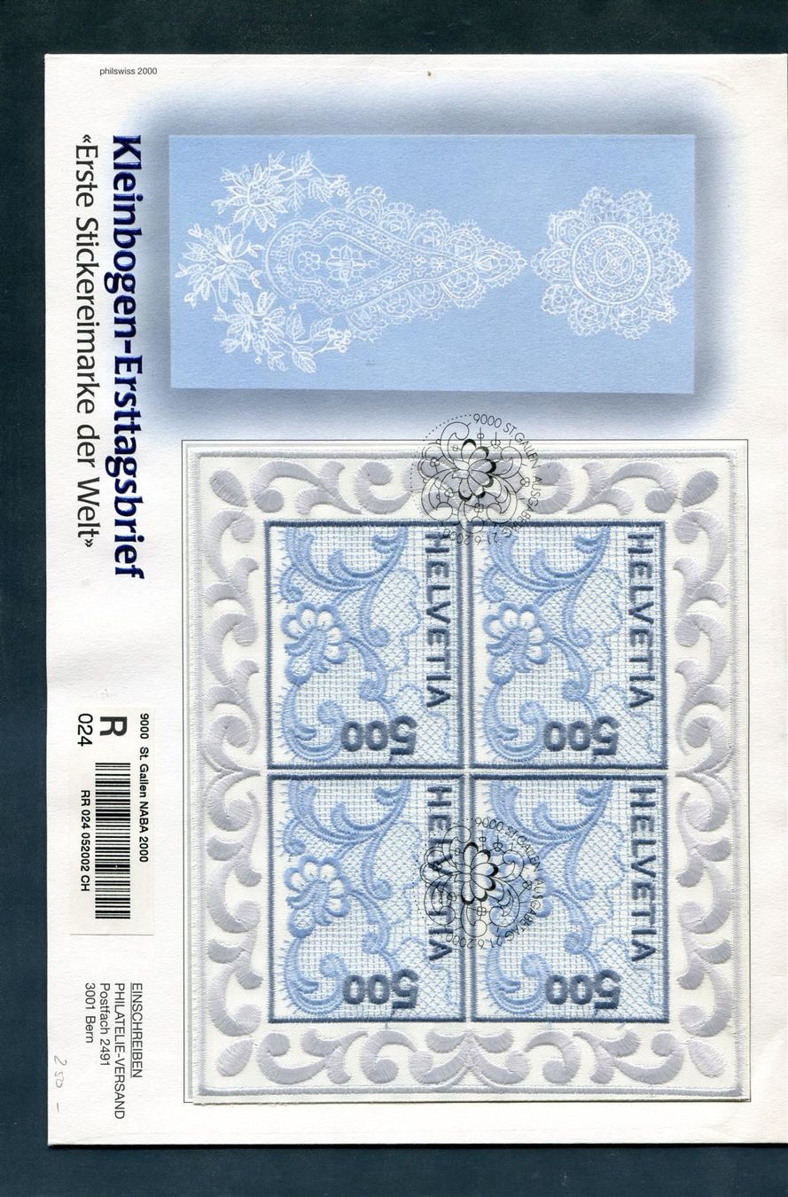 Tutti i francobolli: 2000 FDC mit Stickereiblock – Usato da Winterthur venduto da Kyoung